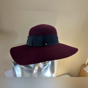 Kate Spade Burgundy Hat with Black Ribbon